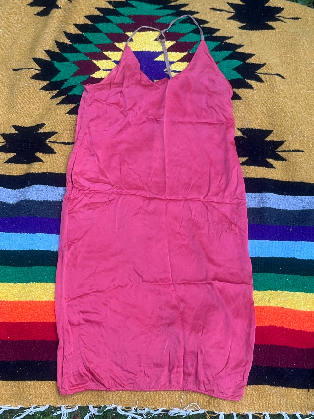 Lunya Brand 100% Silk Bright Pink Slip Skirt